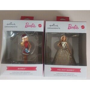 Lot of Hallmark Barbie Santa Holiday Barbie Christmas Tree Ornaments Decorations